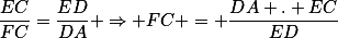 \frac{EC}{FC}=\frac{ED}{DA} \Rightarrow FC = \frac{DA . EC}{ED}