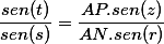 \frac{sen(t)}{sen(s)}=\frac{AP.sen(z)}{AN.sen(r)}