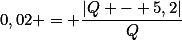 0,02 = \frac{|Q - 5,2|}{Q}